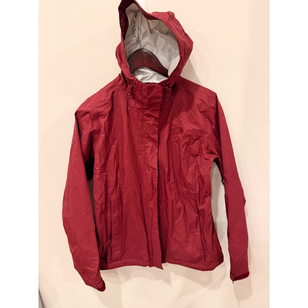 The North Face Jacket Womens Medium Red Hooded Rain Windbreaker Coat